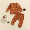 Giyim Setleri Bahar Sonbahar Bebek Erkek Kız Kıyafetleri 2pcs Güneş Baskı Uzun Kollu Kazak Sweatshirts Üstler Elastik Pantolon Trailtsits