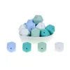 Baby Teethers Toys Mabochewing 50pcs 17mm Loose BPA Free Hexagon Silicone Teething Beads Food Grade Soft Chewing Bead 230303