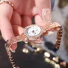 Relógios de pulso redondos de quartzo de luxo, mini mostrador, relógios de pulso casuais, pulseira de aço inoxidável, relógio de moda para mulheres à prova d'água