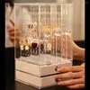 Jewelry Pouches High Quality 3 Layers Dustproof Acrylic Earrings Display Stand Shelf Storage Box Drawers Rack Holder Case