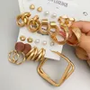 Mode överdriven guldfärg metall pärlörhängen för kvinnor geometrisk tvinnad vintage hoop örhänge smycken gåvor