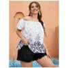 Женские блузки Slash Neck Floral Print Summer Casual с коротки