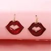 Stud Earrings Retro Sexy Flaming Red Lip Female Exaggerated Personality Fashion Valentine'S Day