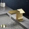 Bathroom Sink Faucets Fashionable Basin Faucet 1 Hole 2 Handle Deck Mount Tap And Cold Water Mixer Brass Gunmetal Brushed Gold