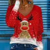 Women's Blouses Funny Christmas Geek Letters Printed Lady Shirts Blusas Casual V Neck Women Tops Pullover Fashion Long Sleeve Blouse