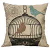 Oreiller 18 '' pouces cage à oiseaux jeter décor à la maison housse de canapé en coton housse en lin