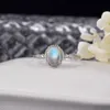Cluster Rings ItsMos Natural Labradorite Ring Solid S925 Sterling Silver Gemstone 6*8mm Blue Moonlight Delicate Jewelry Band Rings for Women G230228 G230307