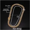 Naszyjnik bransoletki 12 mm Miami Cuban Link Bracelets Zestaw dla mężczyzn Bling Hip Hope Out Diamond Gold Sier Sier Chains Women Dhurc