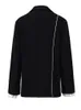 Costumes pour femmes Blazers EAM Femmes Noir Poche Surpiquée Grande Taille Blazer Revers Manches Longues Coupe Ample Veste Mode Printemps Automne 12A5251 230306