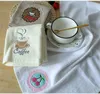 Towel 2Pcs/set Home Decor Kitchen Tea Towels Cotton Coffee Printed Embroidered Dish Cloth Year Gift 43x64cm