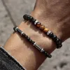 Bracelets de charme Bracelet Men 2023 Moda Simples 4/6mm preto de pedra lisa para jóias presente Pulsera Hombre