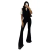 Women's Jeans Kayotuas Women High Waist Flared Trousers Loose Pleated Black Vintage Clothes 90s Korean Fashion Streetwear