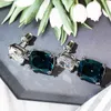 Boucles d'oreilles pendantes de luxe carré bleu pierres précieuses en vrac couleur de mode exquise pour les femmes bijoux de mariage