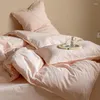 Sängkläder set av hög kvalitet bomullsdäcke täcker fast färg säng en enda dubbel king size quilt