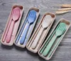 Dinnerware Sets 100 Cutlery Set Cute Portable Travel Adult Wheat Straw Camping Picnic Gift Child Office People Wholesale