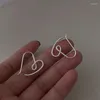 Stud Earrings Arrivals Heart-shaped Exaggerated Big Cross Hollow Twist Love Ear Hooks Female Silver Color Bone Jewelry