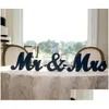 Decorazioni di nozze Lettere Mr Mrs Top in legno Cartello da tavolo Decorazioni regalo P O Puntelli per stand Consegna a domicilio Forniture per eventi per feste Dhtcf