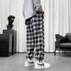 Herenbroek Zomer lichtgewicht Plaid Pants Men Hip Hop Oversized Casual Pants Koreaanse harem zweetbroek Harajuku Fashion Streetwear Jogger Men 230307