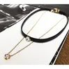 Pendant Necklaces Fashion Simple Delicate Crystal Choker Necklace Women Double Layer Black Leather Selling Trendy Jewelry Wholesale