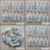 Charms Opal Stone Pillar Form Point Pendum Handgemaakte Sier Color Iron Wire Pendants voor mode -sieraden maken Groothandel druppel DhKSP