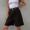 Women's Shorts Suit Women Zipper Green Button Casual Pants Straight Short Trousers Streetwear Elegant Office Lady Joggers Summer 2023