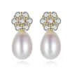 French Retro Blossom Freshwater Pearl S925 Silver Stud örhängen Fashion Sexiga kvinnor pläterade 18k Guldplommonblommaörhängen Märke smycken gåva