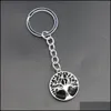 مفاتيح مفاتيح Lanyards Natural Crystal Stone Original Keychain Tree of Life Lucky Key Ring Decor Bag Keyring reiki fashion accesso dhp60