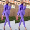 Elegant Women Fomal Suit Solid Color Temperament Slim Short Pants Two-pieces for Business Evening Party