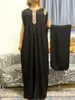 Abbigliamento etnico Abaya per le donne 2023 tinta unita in cotone con scollo a V maniche corte Maxi abito Femme Musulmane Turchia tradizionale africano con