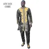 Vêtements ethniques Homme africain Mode Bazin Riche Broderie Design Long Top avec pantalon sans chaussures 230307