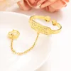 Bangle Dubai Gold Stamp Baby Girl Child Bracelet With Ring For Kids African Children Bairn Jewelry Mideast Arab Gift