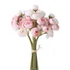 Flores decorativas 9PCs/Bouquet Artificial Simulation Flower Flor Longa Rosas Vibrantes Bloom para Casamento