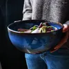 Kaseler Japon retro fırın sırlı seramik ev restoranı meyve salata kase 9 inç büyük çorba anında erişte ramen
