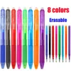Gel Pens 8Pcs Set Erasable Pen Refill 0705mm 8 Color Ink Bullet Tip Gel Pen Washable Handle Rods for Office School Writing Stationery J230306