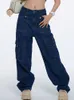 Pantalon grande taille femme Y2K Streetwear jean pour femmes mode décontracté taille haute en vrac Denim automne conception pantalon droit femme 230306
