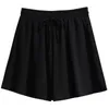 Shorts pour femmes 2023 été grande taille femmes vêtements pour grand ample décontracté taille élastique en mousseline de soie ceinture blanc noir 7XL