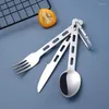 Dinnerware Sets Stainless Steel Knife Fork Spoon Western Tableware Set Camping Outdoor Portable 4PCS