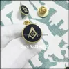 Pinki broszki 50pcs okrągły kształt masons broszkowy metalowy Square Masonic i kompas z G Odzyskiwanie Pinów Masonry Enamel La Dhykt