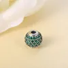 925 Sterling Silver Essence Prosperity Green Pave CZ Bead solo si adatta a gioielli europei Pandora Essence Style Braccialetti