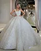 Vestido de fiesta brillante Vestidos de novia Sin mangas Bateau Correas Lentejuelas Apliques Volantes con cuentas Perlas Diamantes Vestidos de novia Tallas grandes por encargo Vestido de novia