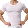 Sous-chemises YUFEIDA Sexy hommes glace soie col rond chemises transparentes hommes à manches courtes basique T-shirts hauts Slim Fitness sous-vêtements Homewear