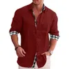 Koszulki męskie bawełniane lniane luźna bluzka Krzyczka z długim rękawem jesień plus rozmiar 5xl moda przystojna t 230306