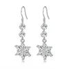 Charm Simple Female Crystal Earring 925 Sterling Silver Snowflake Zircon Long Tassel Earrings For Women Girl Fashion Statement Jewelry G230307