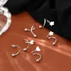 Charme En Acier Inoxydable Spirale Twisted Lip Anneau Langue Piercing Coeur Étoile Ronde Oreille Cartilage Helix Piercing Stud Boucle D'oreille Bijoux Cadeaux G230307