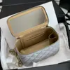 10A Originele kwaliteit Mini Cosmetische Tas echt lederen designer tassen 22B 17 cm Golden bead box tas Met doos C140