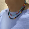 Suçlu Kunjoe Basit yeşil karışık renkli pirinç boncuk kolye erkekler için kadınlar retro el yapımı cazibe renkli collier mücevher