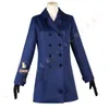 أزياء أنيمي أنيمي جاسوس X عائلة Fiona Frost Cosplay تعال إلى شعر مستعار Dark Blue Duffel Coat Fall Fall Loid Forger's Twilight Women Outfit Z0301