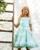 Vestidos de menina flor azul bebê para babados de casamento até o joelho da lixo crianças vestidos de aniversário de criação de vestidos de aniversário