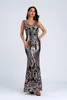 Casual Dresses Top Quality Sequined Beading Floor Length Sheath Mesh Elegant Dress