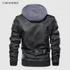 Herrläder faux läder caranfier mens pu hooded jackor rockar motorcykel cyklist faux läderjacka män klassiska vinterjackor kläder europeiska storlek 230307